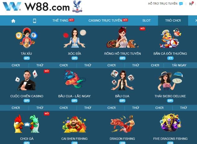 Truy cập vào web W88