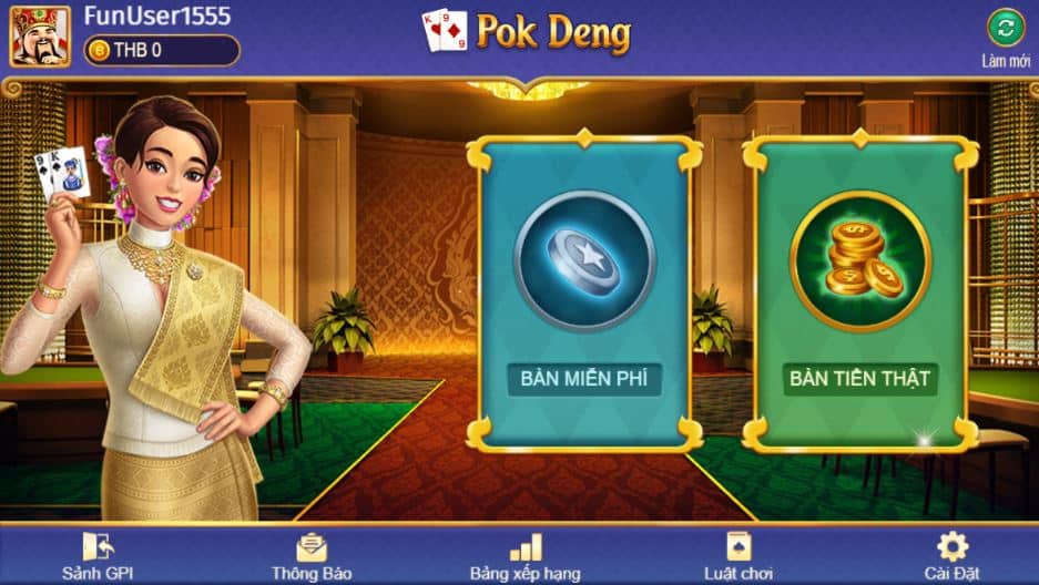 Xếp hạng của game bài Pok Deng