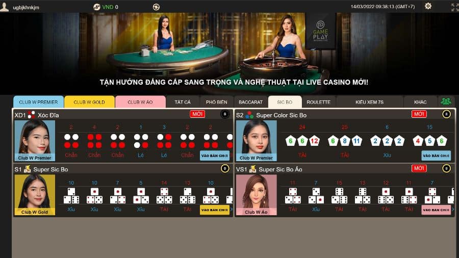 Trò sicbo tại Casino club w