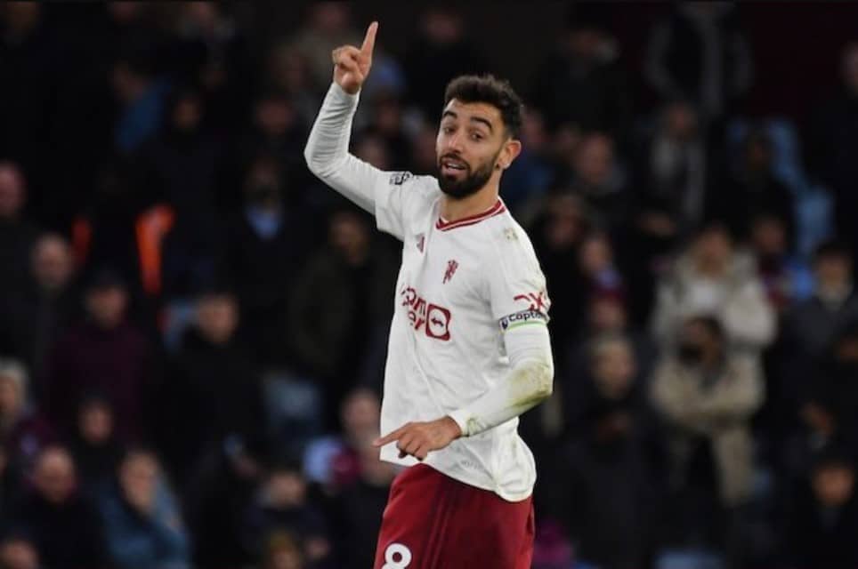 Hành động của Bruno Fernandes trong trận Aston Villa vs Manchester United vòng 24 Ngoại hạng Anh 2023/2024, WIB tối Chủ nhật (02/11/2024)